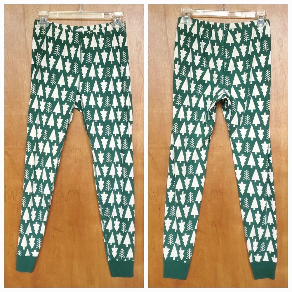 Hanna Andersson Christmas Tree Pajama Pants Womens M Jogger 100% Organic Cotton